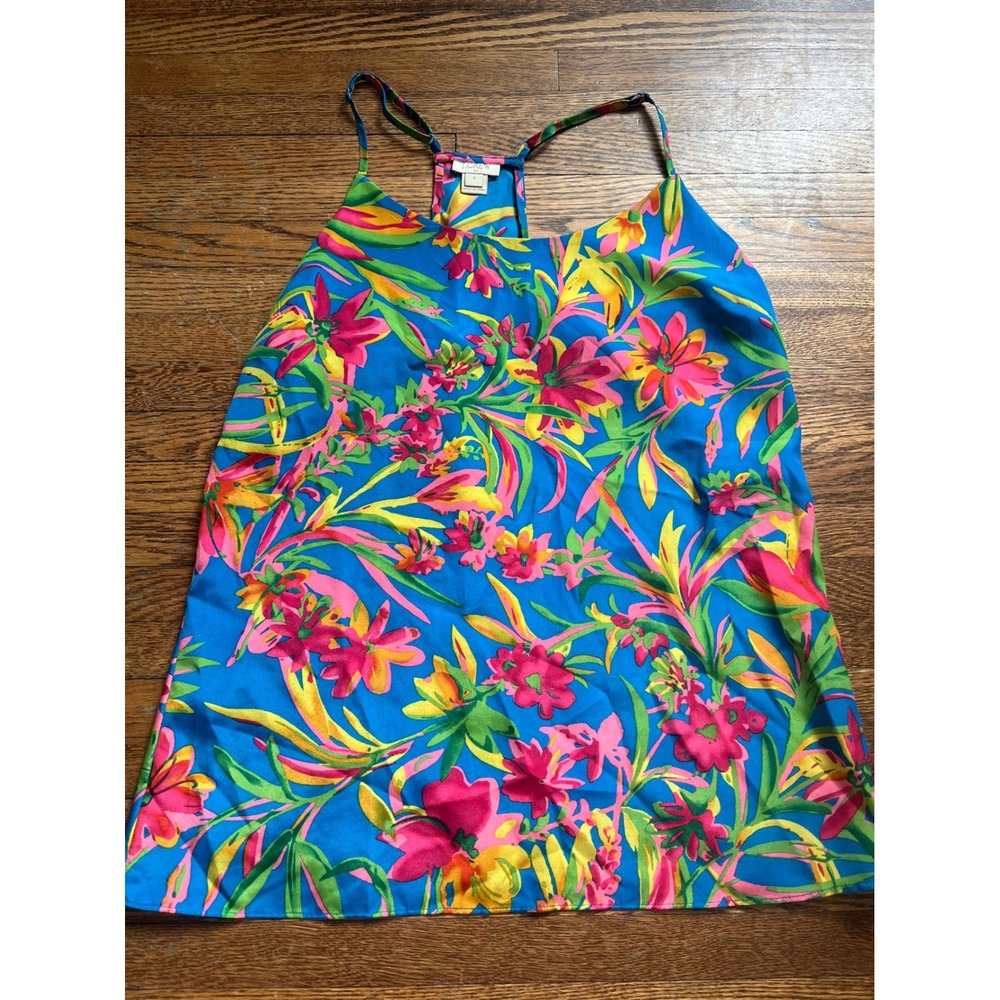 J.Crew Women Blue Tropical Floral Racerback Camisole Tank Size 4